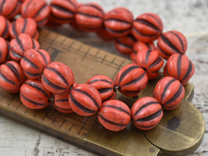 Melon Beads - Czech Glass Beads - Large Glass Beads - Picasso Beads -  Round Beads - Choose from 10mm or 12mm