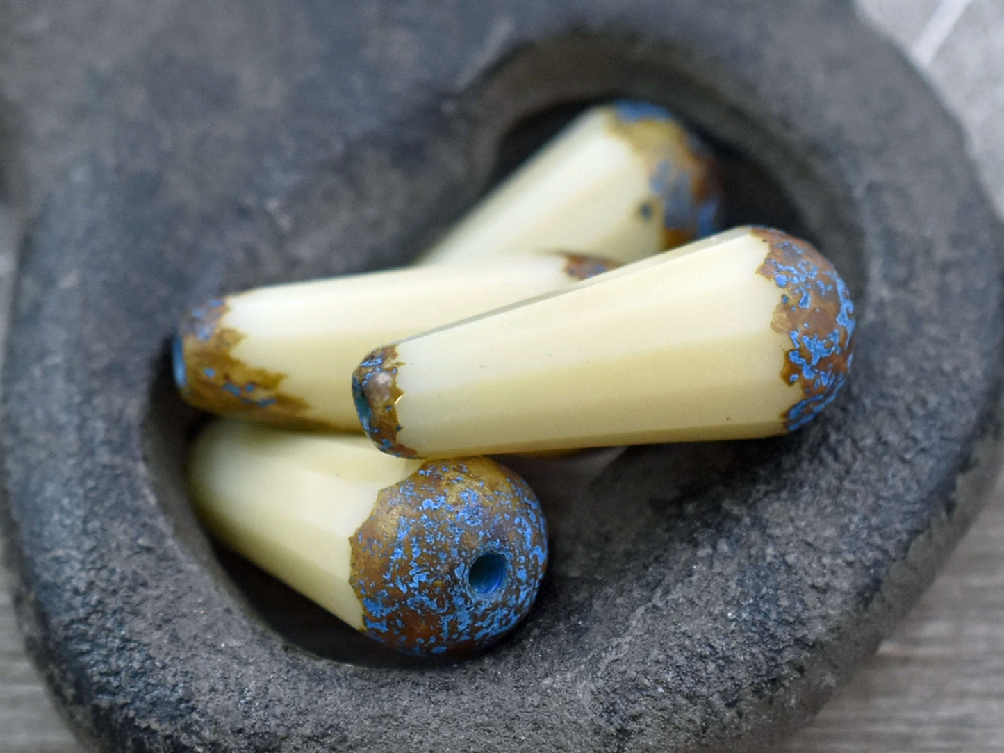 Picasso Beads - Czech Glass Beads - Drop Beads - Teardrop Beads - Faceted Beads - 8x20mm - 2pcs - (4587)