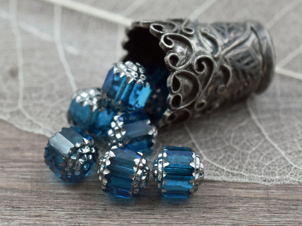 Czech Glass Beads - Cathedral Beads - Fire Polish Beads - Capri Blue - 6, 8 or 10mm