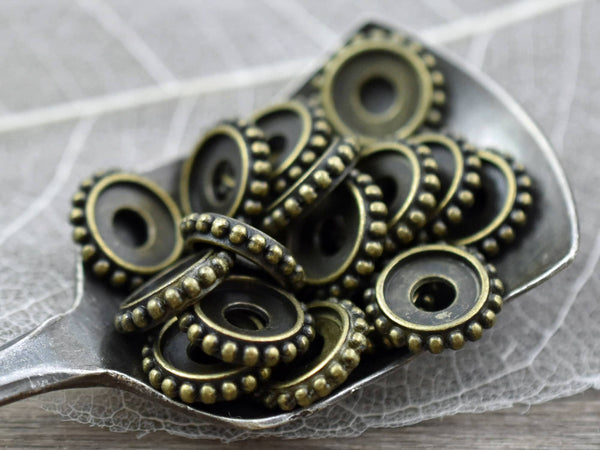 *25* 10x2mm Antique Bronze Bali Style Rondelle Spacer Beads