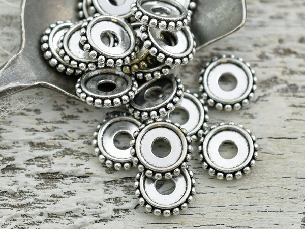 *50* 10x2mm Antique Silver Bali Style Rondelle Spacer Beads
