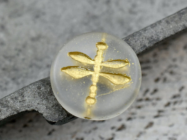 Czech Glass Beads - Dragonfly Beads - Dragonfly Coin Beads - Dragonfly Pendant - 18mm - 2pcs - (5343)