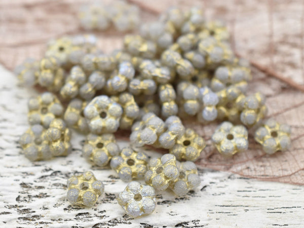 Czech Glass Beads - Daisy Spacers - Daisy Beads - Flower Beads - Forget Me Not Beads - Spacer Beads - 5mm - 50pcs - (3693)