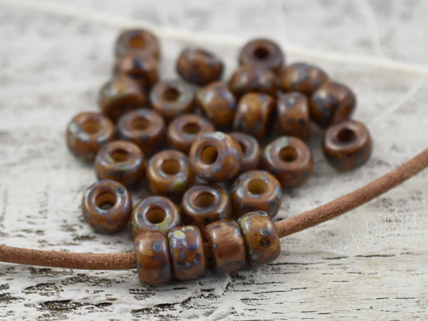Picasso Beads - 2/0 Matubo Beads - Czech Glass Beads - Large Hole Beads - Seed Beads - Size 2 Beads - 6x4mm - 10 grams (5243)