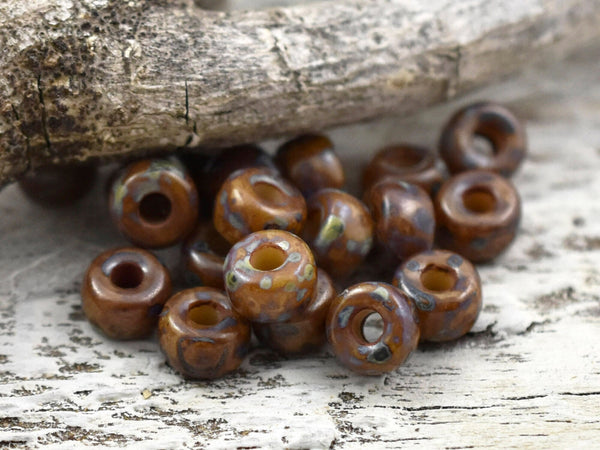 Picasso Beads - 2/0 Matubo Beads - Czech Glass Beads - Large Hole Beads - Seed Beads - Size 2 Beads - 6x4mm - 10 grams (5243)