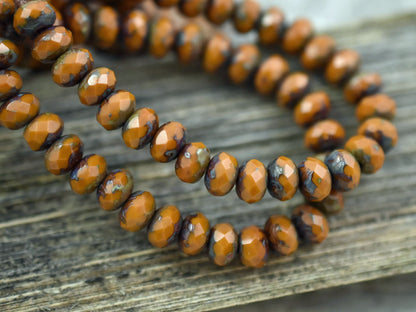 3x5mm Rondelle Beads - Czech Glass Beads - Picasso Beads - Baby Rondelles - Fire Polished Beads - 30pcs (2706)