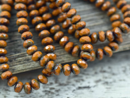 3x5mm Rondelle Beads - Czech Glass Beads - Picasso Beads - Baby Rondelles - Fire Polished Beads - 30pcs (2706)