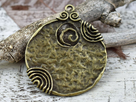 52x45mm Antique Bronze Medallion Pendant - Qty 5