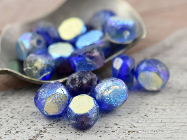 Czech Glass Beads - Round Beads - Table Cut Beads - Etched Beads - 8mm Beads - 8mm - 10pcs - (1093)