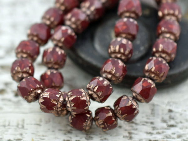 Czech Glass Beads - Picasso Beads - Cathedral Beads - Red Beads - Fire Polish Beads - 20pcs - 6mm - (1070)