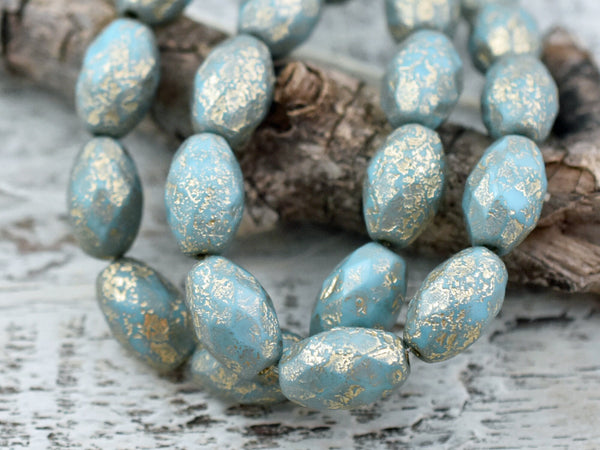 Picasso Beads - Czech Glass Beads - Etched Beads - Fire Polished Beads - Oval Beads - 12x8mm - 6pcs (2449)