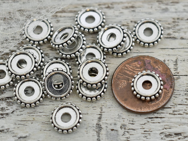 *50* 10x2mm Antique Silver Bali Style Rondelle Spacer Beads