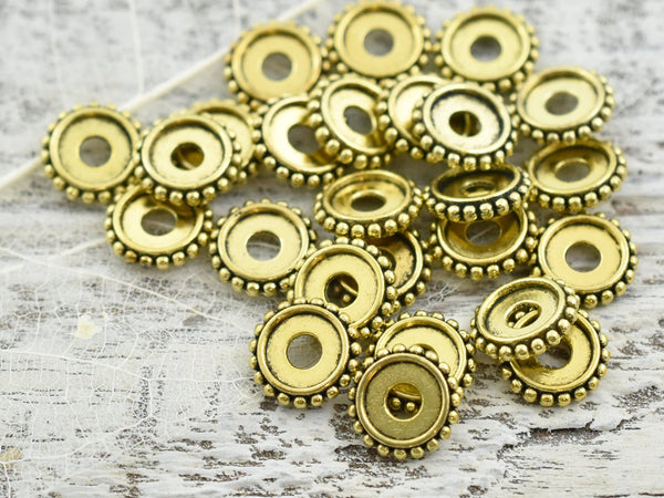 *50* 10x2mm Antique Gold Bali Style Rondelle Spacer Beads
