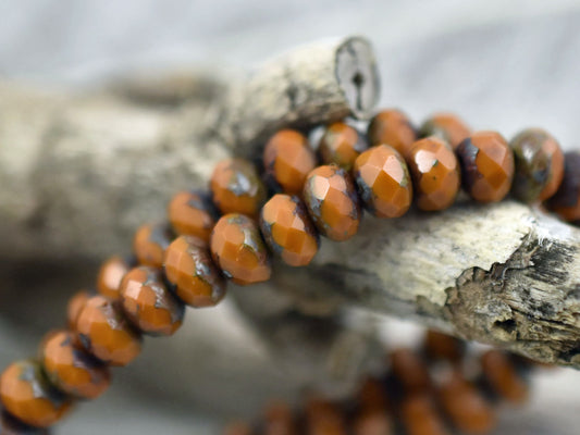 3x5mm Rondelle Beads - Czech Glass Beads - Picasso Beads - Baby Rondelles - Fire Polished Beads - 30pcs (2706)