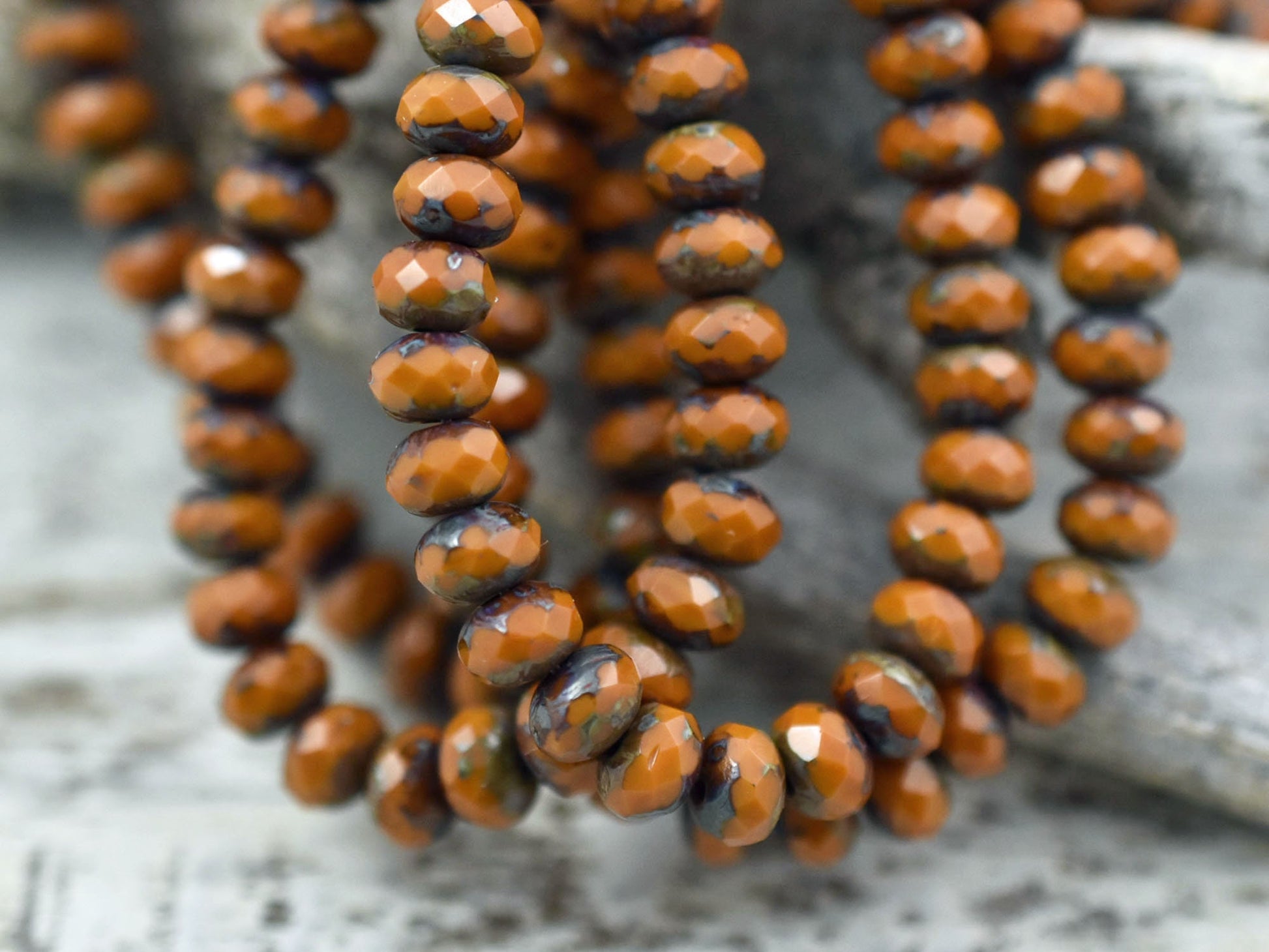 3x5mm Rondelle Beads - Czech Glass Beads - Picasso Beads - Baby Rondelles - Fire Polished Beads - 30pcs (2706)