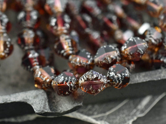 9x7mm - Czech Glass Beads - Picasso Beads - Bicone Beads - Faceted Beads - Czech Bicone - Glass Beads - Czech Beads - 6pcs - (374)