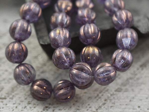 Melon Beads - Czech Glass Beads - Picasso Beads - Round Beads - Bohemian Beads - Fluted Beads - 8mm - 10pcs - (464)