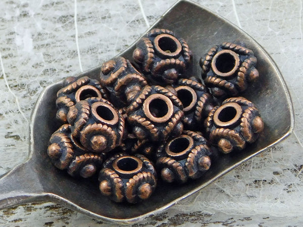 *50* 8x5mm Antique Copper Rounded Rondelle Spacer Beads