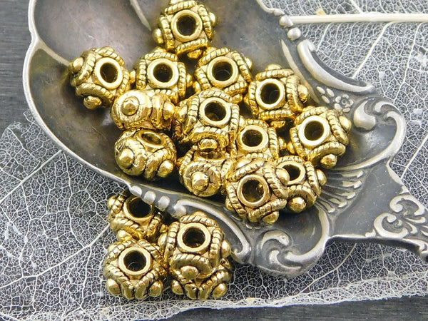 *50* 8x5mm Antique Gold Rounded Rondelle Spacer Beads