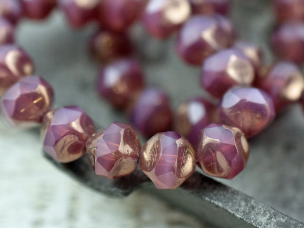 Czech Glass Beads - Central Cut Beads - Round Beads - Picasso Beads - Czech Beads - Pink Beads - 9mm - 10pcs - (2119)