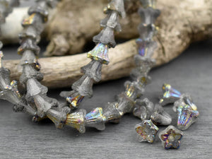Czech Glass Beads - Bell Flower Beads - Picasso Beads - Small Flower Beads - Czech Glass Beads - 5x6mm - 30pcs - (5617)