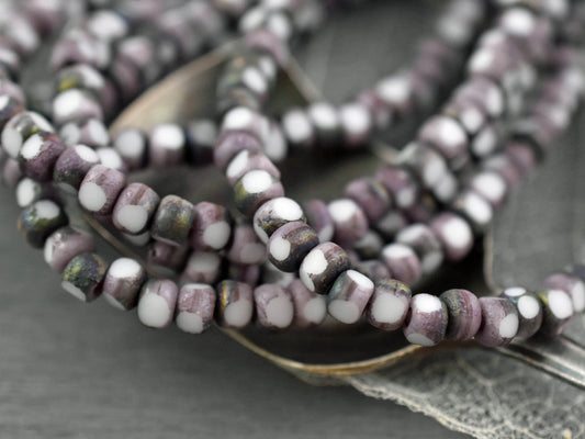 Size 6 Beads - Czech Glass Beads - Trica Beads - Seed Beads - 4x3mm - Picasso Beads - 50pcs - (5520)