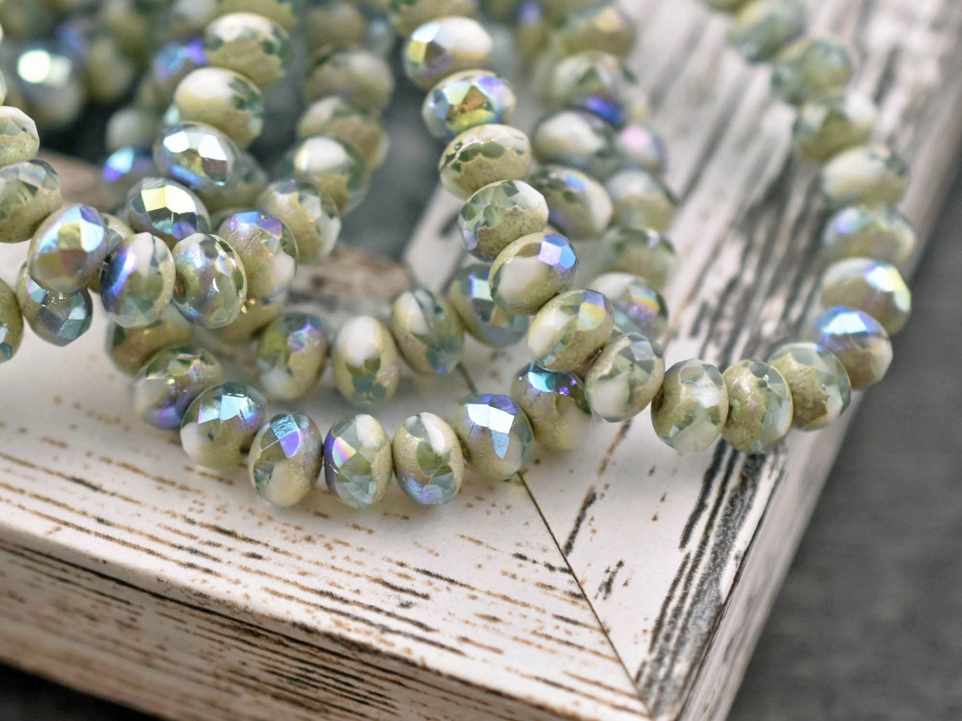 Czech Glass Beads - Picasso Beads - Rondelle Beads - Baby Rondelles - Fire Polished Beads - 3x5mm - 30pcs (767)