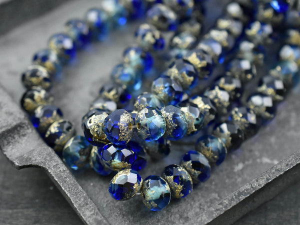 Czech Glass Beads - Czech Glass Rondelle - Picasso Beads - Rondelle Beads -  Faceted Rondelle - 6x8mm - 25pcs - (3981)