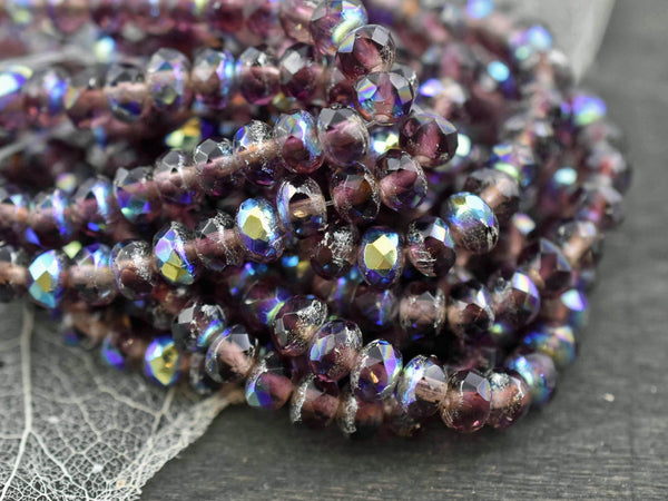 Czech Glass Beads - Purple Beads - Rondelle Beads - Fire Polished Beads - Small Beads - 3x5mm - 30pcs (4832)