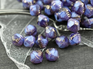 Czech Glass Beads - Picasso Beads - Bicone Beads - Faceted Beads - 10x8mm - 6pcs - (4249)