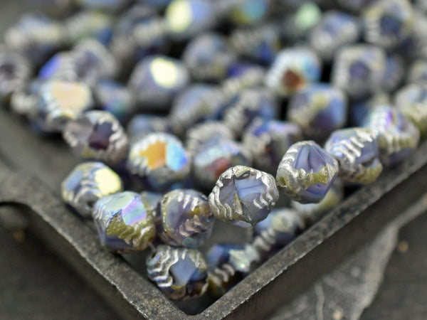 Czech Glass Beads - Picasso Beads - Bicone Beads - Faceted Beads - 10x8mm - 6pcs - (4755)