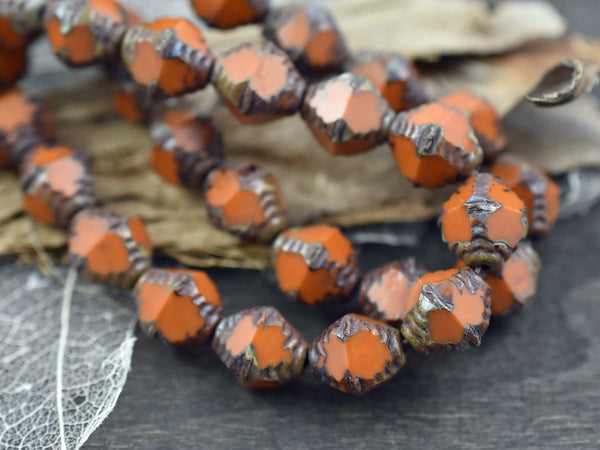Picasso Beads - Czech Glass Beads - Bicone Beads - Faceted Beads - 10x8mm - 6pcs - (B786)