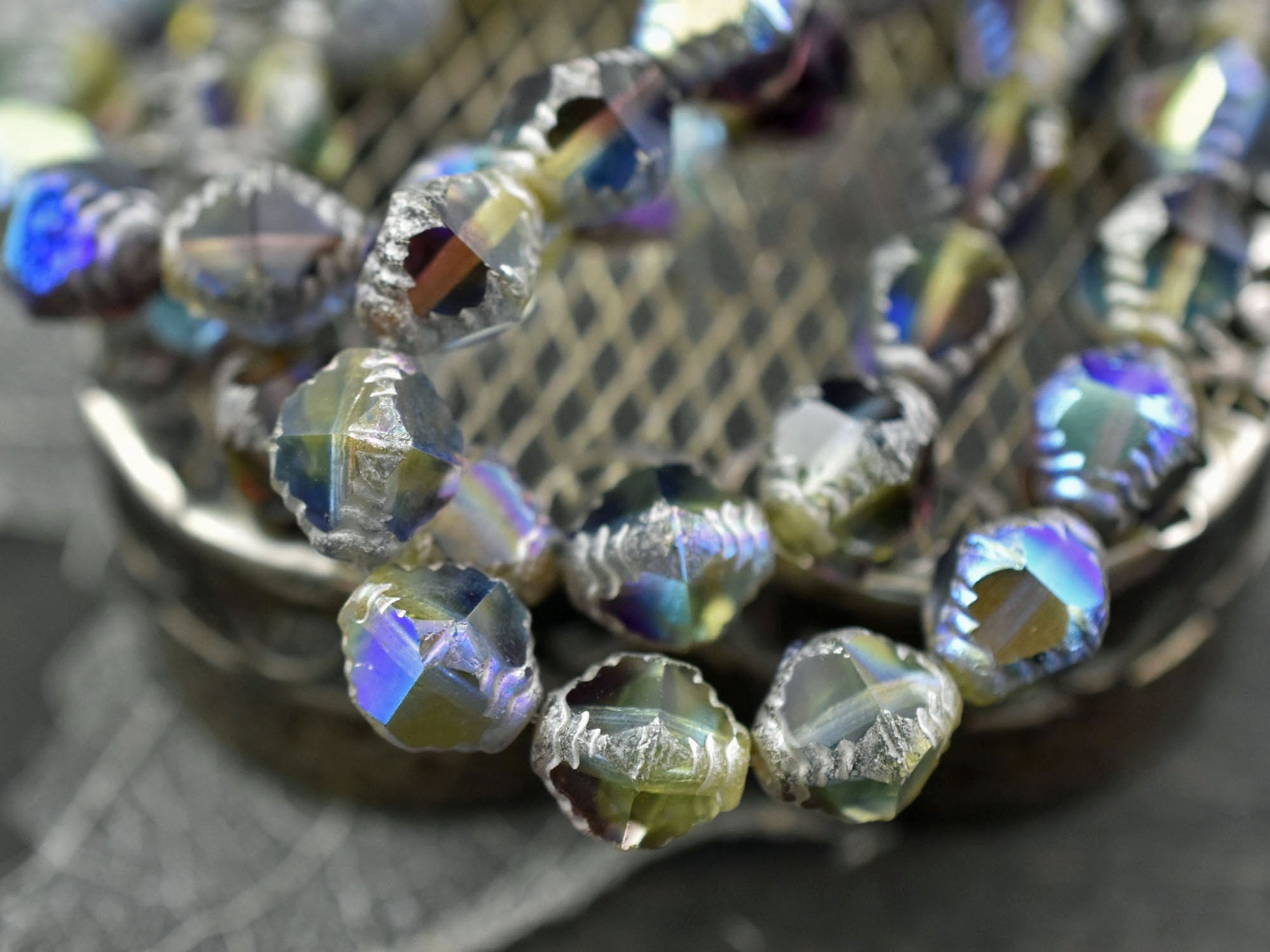 Czech Glass Beads - Picasso Beads - Bicone Beads - Faceted Beads - 10x8mm - 6pcs - (4996)