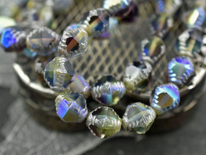 Czech Glass Beads - Picasso Beads - Bicone Beads - Faceted Beads - 10x8mm - 6pcs - (4996)