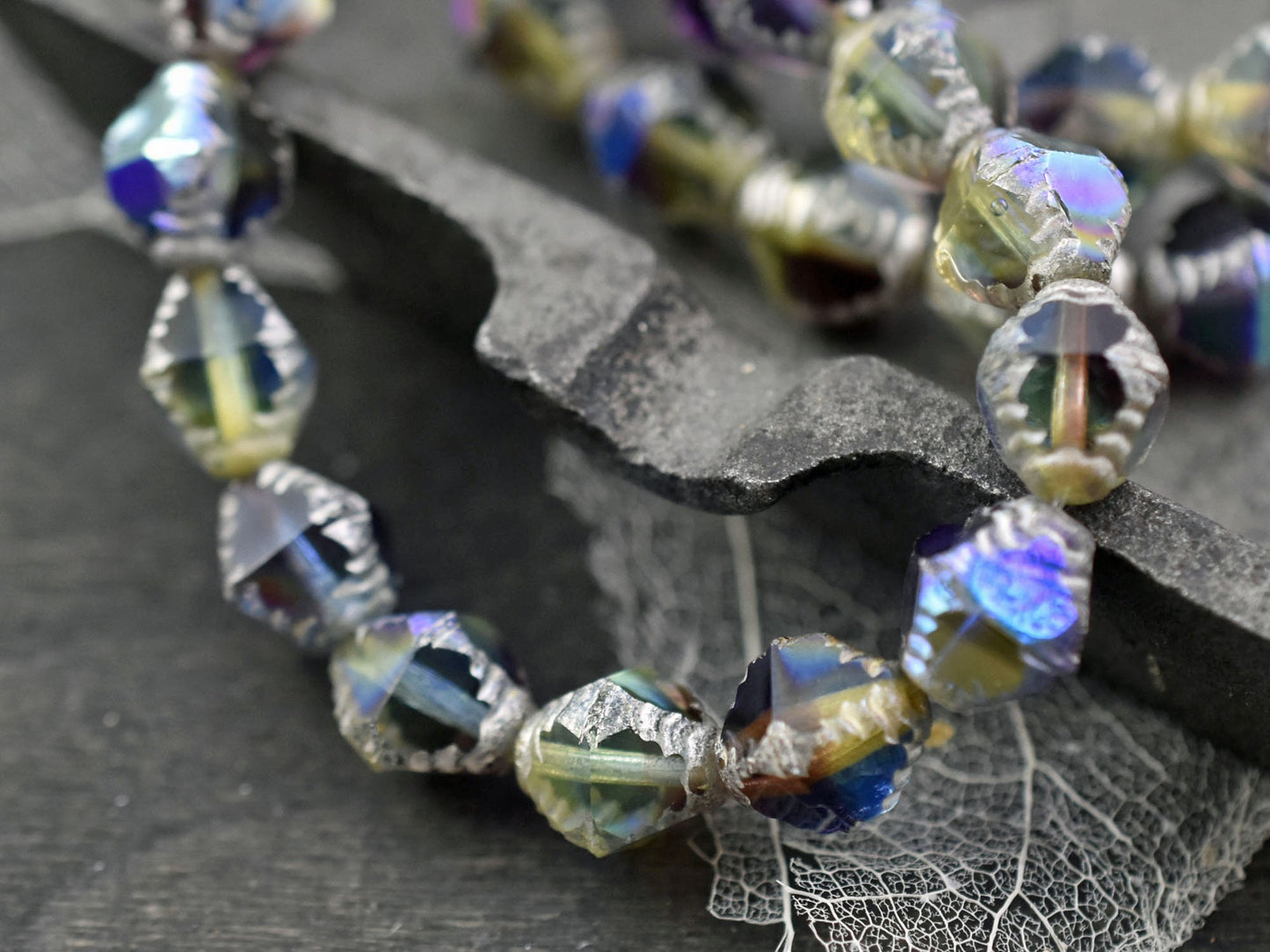 Czech Glass Beads - Picasso Beads - Bicone Beads - Faceted Beads - 10x8mm - 6pcs - (4996)