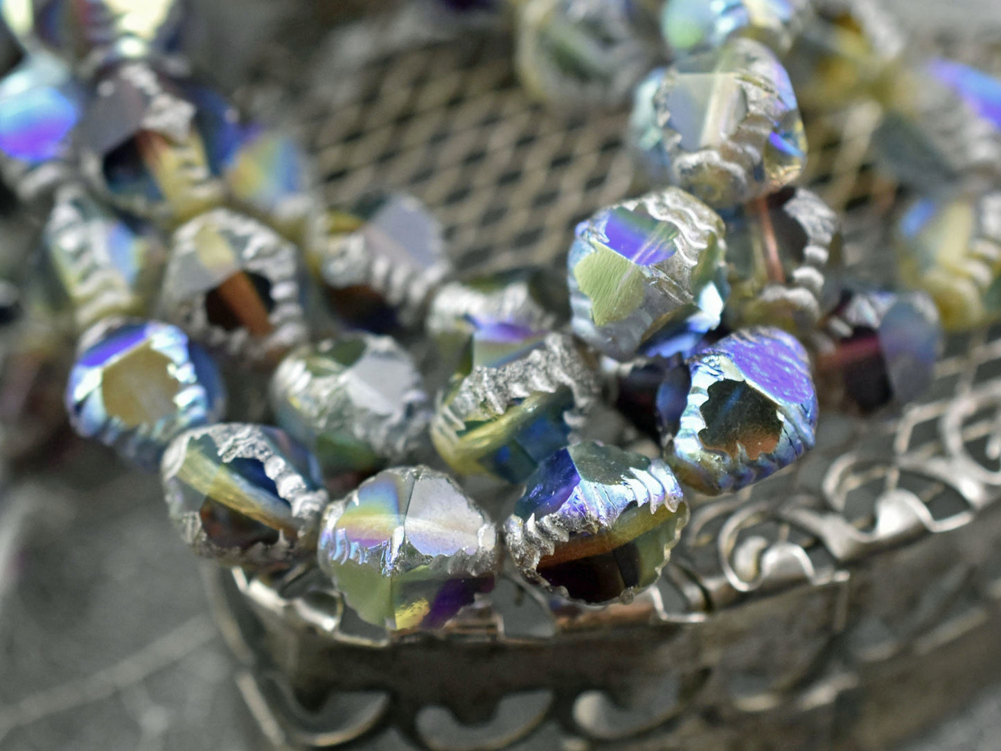 Czech Glass Beads - Picasso Beads - Bicone Beads - Faceted Beads - 10x8mm - 6pcs - (4996)