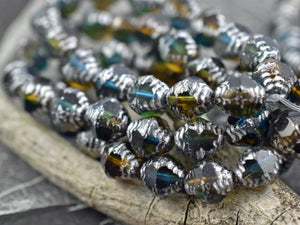 Czech Glass Beads - Picasso Beads - Bicone Beads - Faceted Beads - 10x8mm - 6pcs - (4493)