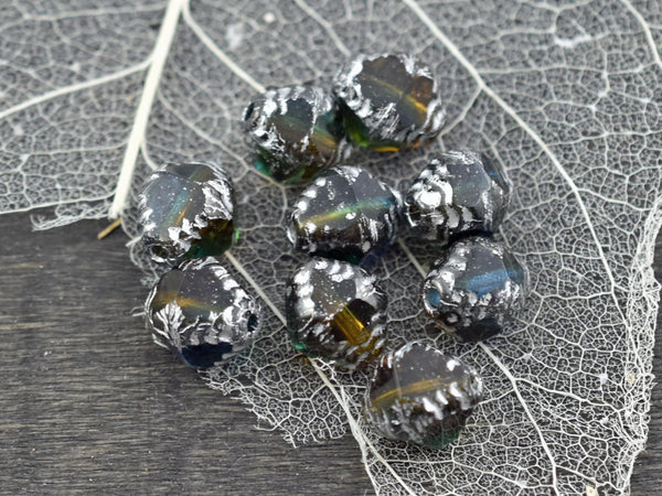 Czech Glass Beads - Picasso Beads - Bicone Beads - Faceted Beads - 10x8mm - 6pcs - (4493)