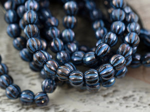 Picasso Beads - Large Hole Melon Beads - Czech Glass Beads - 2mm Hole Beads - 6mm Beads - Melon Beads - Round Beads - 25pcs - (4630)