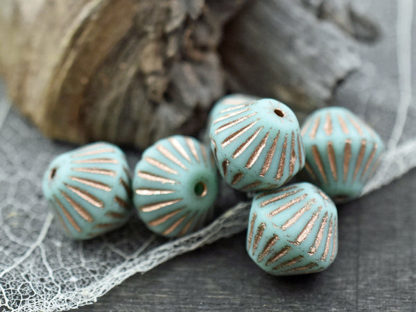Czech Glass Beads - Picasso Beads - Bicone Beads - Czech Glass Bicone - African Bicone - Tribal Beads - 11mm - 10pcs - (3551)
