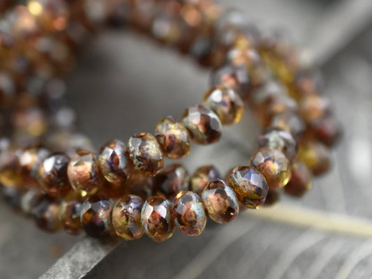 Czech Glass Beads - Picasso Beads - Rondelle Beads - Czech Glass Rondelles - 3x5mm - 30pcs - (748)