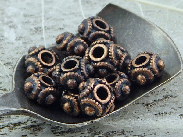 *50* 8x5mm Antique Copper Rounded Rondelle Spacer Beads