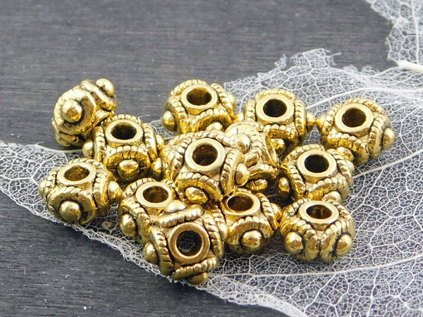 *50* 8x5mm Antique Gold Rounded Rondelle Spacer Beads