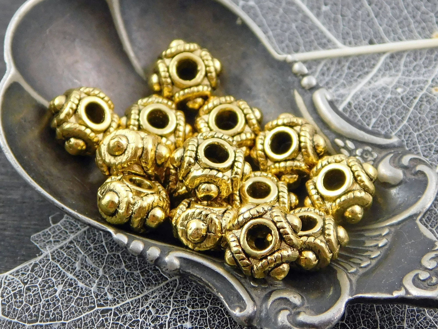 *50* 8x5mm Antique Gold Rounded Rondelle Spacer Beads