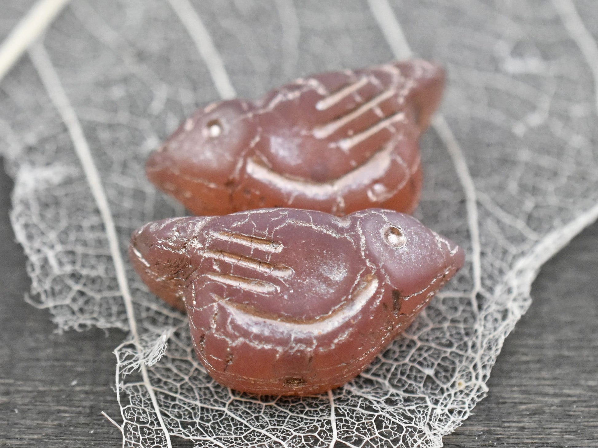 Czech Glass Beads - Bird Beads - Picasso Beads - Animal Beads - Czech Glass Bird Beads - 2pcs - 11x22mm (1605)