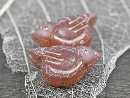 Czech Glass Beads - Bird Beads - Picasso Beads - Animal Beads - Czech Glass Bird Beads - 2pcs - 11x22mm (1605)