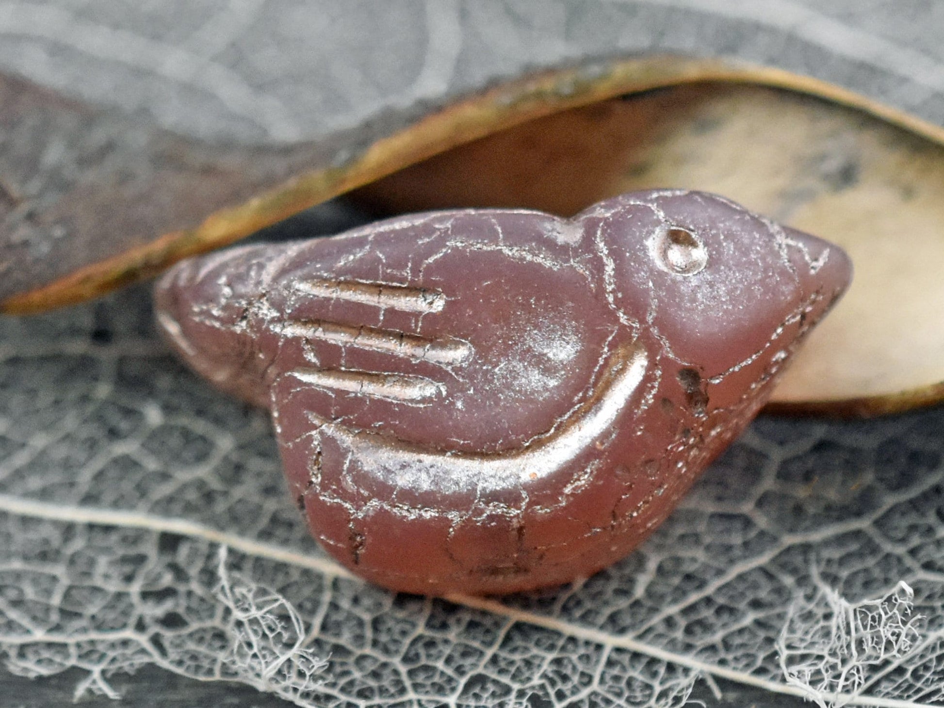 Czech Glass Beads - Bird Beads - Picasso Beads - Animal Beads - Czech Glass Bird Beads - 2pcs - 11x22mm (1605)