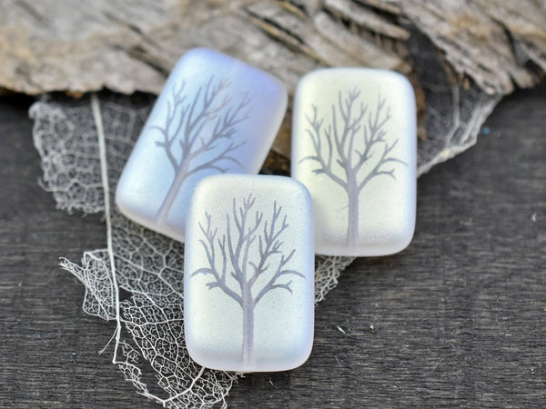Tree Of Life Beads - Czech Glass Beads - Laser Etched Beads - 19x12mm - 2pcs (A714)