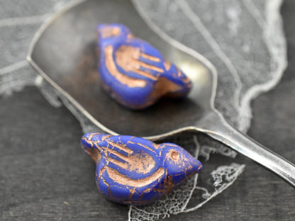 Czech Glass Beads - Bird Beads - Czech Glass Bird Beads - Picasso Beads - Animal Beads - 2pcs - 11x22mm (4510)