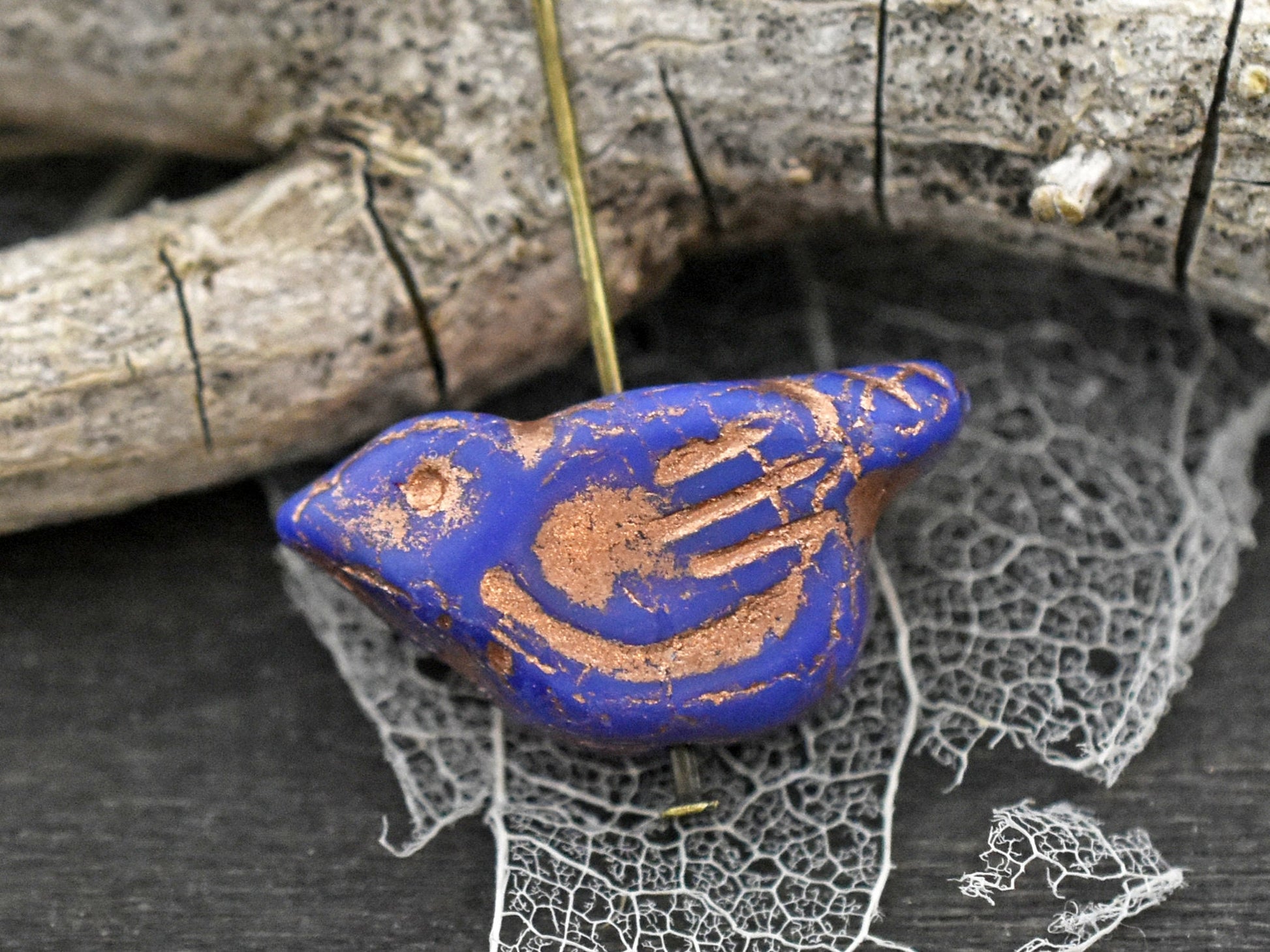 Czech Glass Beads - Bird Beads - Czech Glass Bird Beads - Picasso Beads - Animal Beads - 2pcs - 11x22mm (4510)